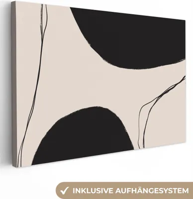 Produktbild von MuchoWow® - Leinwandbilder - Pastell - Schwarz - Minimalismus, Wandbild, Wanddeko Bilder Wohnzimmer, 60x40 cm
