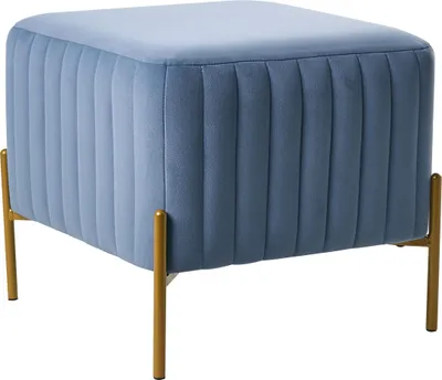 Zdjęcie produktu dla BELIANI Stołek niebieski welurowy metalowe nogi w złotym kolorze 47 x 47 cm kwadratowy puf otomana w stylu glamour do salonu