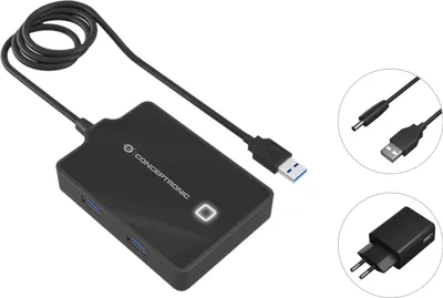 Produktbild von Conceptronic HUBBIES11BP 4-Port-USB-3.0-Hub mit Netzteil