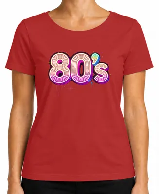 Obrázek produktu pro Dámské tričko ve stylu 80. let, neonové retro disco, ve stylu 80. let, vintage, červené, velikost 3XL