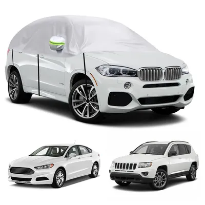 Produktbild von Autoabdeckung Halbschutz für SUV – effektiver Kälte- und UV-Schutz, einfache Montage, robustes Material in Silber-Optik