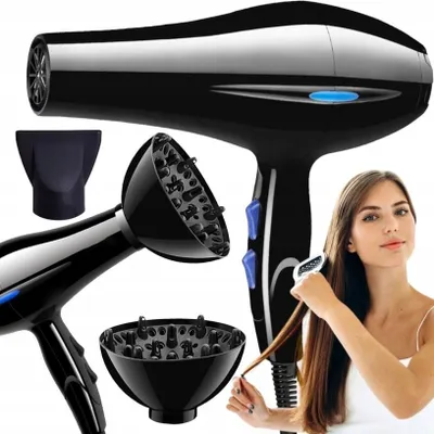 Obrázek produktu pro Vysoušeč vlasů IONIZACE S DIFFUSÁTOREM ČERNÝ 2200W 2v1 POWERFUL