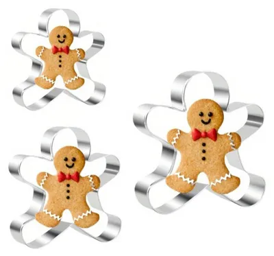 Image de Ensemble de 3 emporte-pièces Lebkuchenmann en acier inoxydable, idéal pour Noël, pour réaliser des biscuits