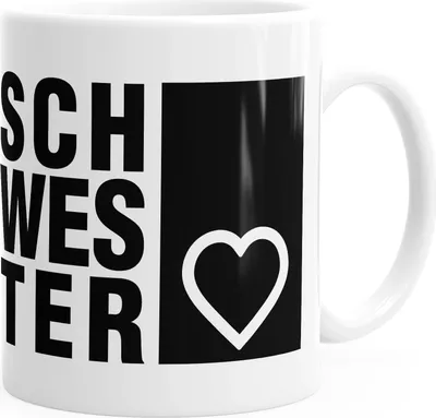 Produktbild von Kaffee-Tasse Schwesterherz Geschenk-Tasse Keramiktasse einfarbig MoonWorks® weiß unisize