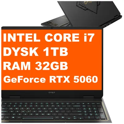 Produktbild von Laptop Gamingowy HP Omen 16-am0017dx / BZ0F9UA / Intel i7 / 32GB / 1TB / RTX 5060 / 2k / Win 11 / Czarny