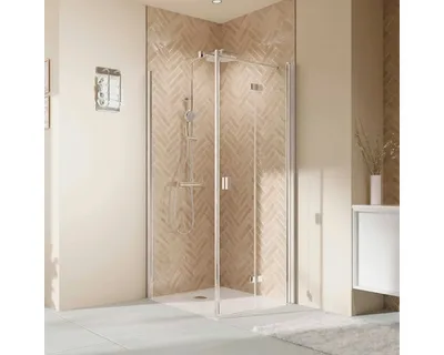 Produktbild von Duschtür für Seitenwand mit Drehfalttür BREUER Elana 2.0 100 x 200 cm Profil eckig schwarz Klarglas Türanschlag rechts P