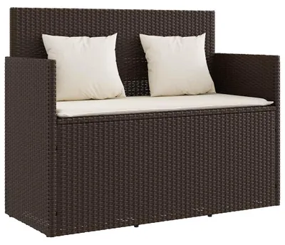 Produktbild von vidaXL Gartenbank mit Kissen Braun Poly Rattan