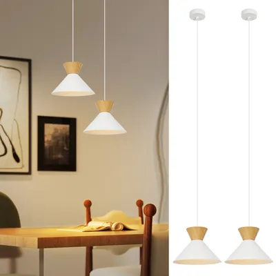 Immagine prodotto di ZMH lampada a sospensione moderna per sala da pranzo lampada a sospensione 2 x lampada da tavolo da pranzo bianco E27 metallo lampada a sospensione camera da letto 1 fiamma retrò appeso sala da pranzo lampada a sospensione interna per cucina soggiorno bar ristorante