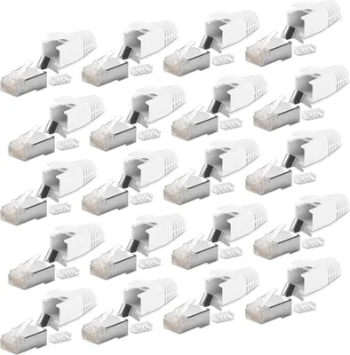 Produktbild von Netzwerkstecker vergoldet Crimpstecker CAT7 CAT6A CAT6 RJ45 20x Netzwerk Stecker
