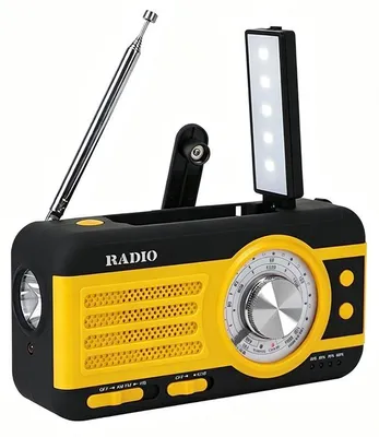 Produktbild von ZELURXX Solar Handkurbel Notfallradio 2000mAh, LED Taschenlampe, USB-Ladegerät, SOS-Alarm, AM/FM, Outdoor Kurbelradio für Camping, Gelb