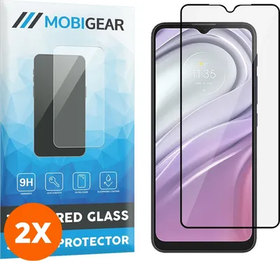 Produktbild von Mobigear Premium 4.99 Motorola Moto G30 Panzerglas Gehärtetes Glas Displayschutz - Hüllenfreundlich - Schwarz (2er Pack)
