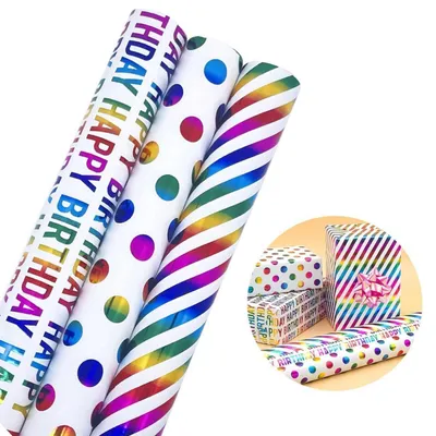 Immagine prodotto di Carta da regalo, 3 rotoli, colorata, 43 cm x 3 metri
