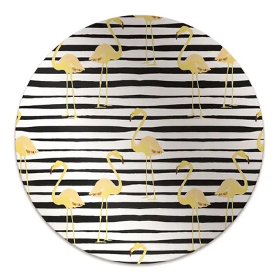 Produktbild von Rundmatte - Stuhlunterlage Bürostuhlunterlage - Rund Ø 100 cm - Bodenmatte - Fußmatte - Goldene Flamingos.