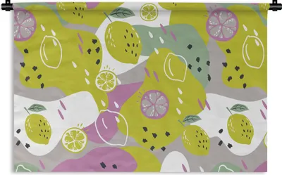 Produktbild von MuchoWow® Wandteppich Wandbehang Sommer - Zitronen - Farben 60x40 cm Tapisserie Dekoration Wandtuch - Wanddekorationen