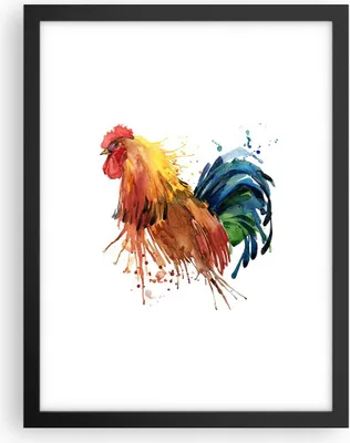 Produktbild von Gerahmtes Poster - Schwarzer Rahmen - Hahn Ilustration Tier Farben - 30x40 cm - Wand Bild - Wanddeko - Wandbilder - Wandposter - Bilderrahmen - Bilder - Kunstdruck - Wandbild - P2BPA30x40-2842