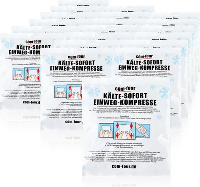 Productafbeelding van com-four® 20 stuks wegwerp koudecompressen voor verstuikingen, 15 x 17 cm, koelpack voor onmiddellijke koeling, koelpack voor eerste hulp, koelkussen voor buitentoepassing