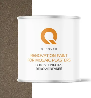 Produktbild von Q-COVER BUNTSTEINPUTZ-RENOVIERFARBE Gelbgrau RAL 7034 2,5L – UV- & Witterungsschutz, wasserabweisend, für Innen & Außen