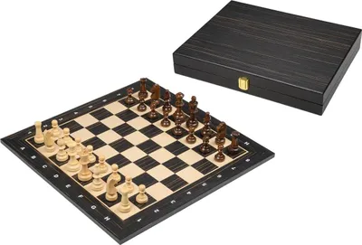 Produktbild von Philos Schachset Turnier schwarz mit Holzkiste für Schachfiguren