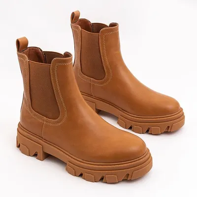 Produktbild von Kamel Stiefel mit flachem Absatz für Damen Esta - Schuhe, Größe 39