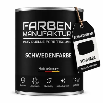 Produktbild von Schwedenfarbe Holzfarbe Holzlack Wetterschutzfarbe deckend 5L - Schwarz