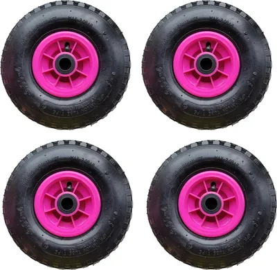 Produktbild von 4x Sackkarrenrad Luftrad 260x85 mm 3.00-4 75 mm zentrierte Nabe Ø 20 mm pink robustes 4 PR Gewebe