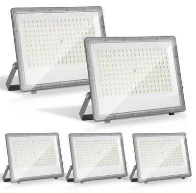 Immagine prodotto di ISOISL, faretto LED da esterno, 150W, illuminatore LED IP65 in alluminio per uso esterno e industriale, luce bianca fredda 6000K, set da 5 pezzi