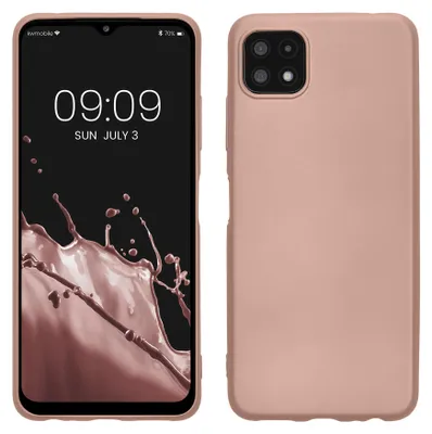 Produktbild von kwmobile Handyhülle für Samsung Galaxy A22 5G Hülle - Silikon Case metallisch schimmernd - Schutzhülle Cover - Metallic Rosegold