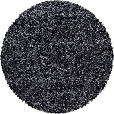 Produktbild von Teppich Wohnzimmer Hochflor Anthrazit 80x80 Rund Meliertes Design aus Polypropylen
