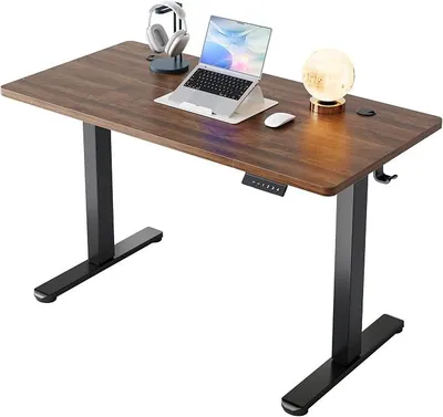 Imagen del producto de Escritorio de altura ajustable, 120 x 60 cm, con 4 ajustes de altura programables. Escritorio eléctrico para oficina en casa y espacio de trabajo con ordenador