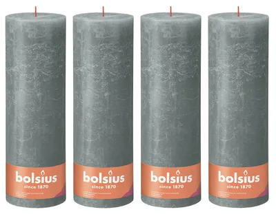 Image de lot de 4 bougies - hauteur 10 cm - diamètre 10 cm - Rustique - Eucalyptus