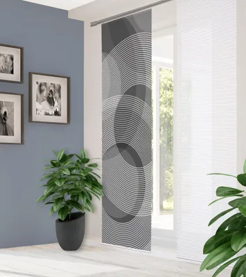 Produktbild von HOME in green AFONSO Schiebegardine recyceltes Polyester, 245x60 cm, Kreismotiv