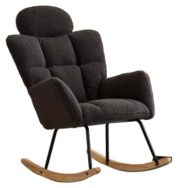 Produktbild von Schaukelstuhl - Relaxsessel - Schaukelstuhl - Wippstuhl - Stuhl, Grau - Weicher Teddy-Stoff