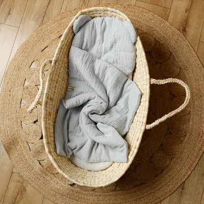 Image de Muminky | Ensemble de literie pour bébé - 65 x 100 cm - Mousseline de coton - Gris - Antiallergique - Fabriqué à la main en Pologne