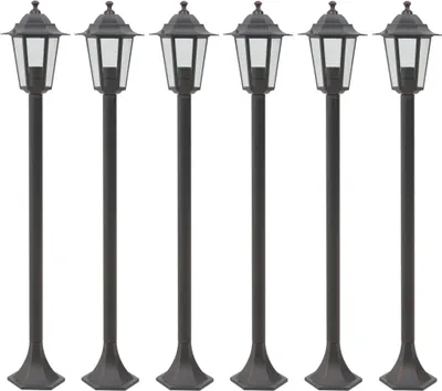 Obrázek produktu pro Zahradní sloupové lampy 6 ks E27 110 cm hliníkové bronzové