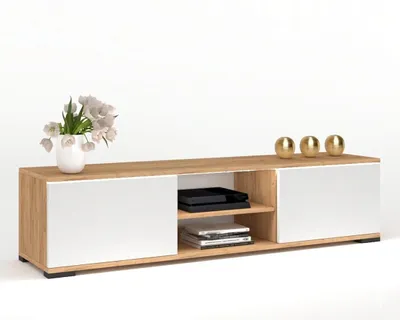 Produktbild von Fernsehschrank TV-Lowboard KING STEHEND Mit LED Craft Eiche/Weiß Matt 100cm