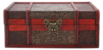 Obrázek produktu pro Úložná krabička – Dřevěná úložná krabička – Dekorativní – Krabička na šperky – Vintage organizér – Se zámkem – 23 x 16 x 9,8 cm – Krabička na šperky