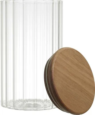 Image de HowHomely | Récipient en verre - ARNO - 700 ml - Transparent - Avec couvercle en bois - Organisation de cuisine