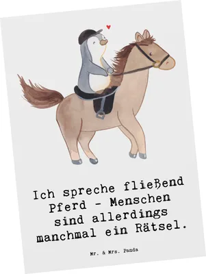 Produktbild von Mr. & Mrs. Panda Postkarte Reiten und Rätsel - Weiß - Geschenk, Fotokarte, Kommunikation, Pferdesport, Sportart, Postkarten, Sportler, Ansichtskarte, Teamsport, Grußkarte