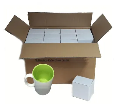 Produktbild von 36 Stück Fototasse Sublimation Kaffee Tassen Becher WEISS - INNEN GRÜN