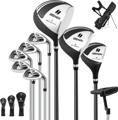 Image de COSTWAY set complet de clubs de golf pour hommes, 9/11 pieces set de clubs de golf pour droitiers avec housse de pluie, set de golf avec 1 driver & 3 fairway & 4 hybride