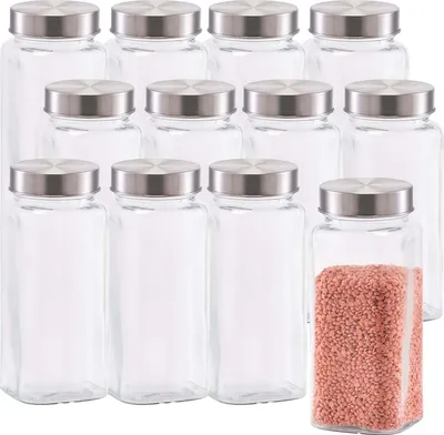 Produktbild von 12er Set Vorratsglas mit Edelstahldeckel - 7,5 x 7,5 x 17,5cm