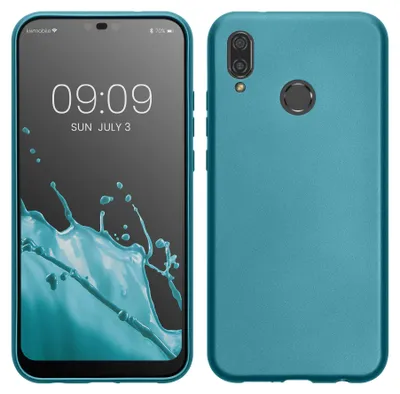 Produktbild von kwmobile Handyhülle für Huawei P20 Lite Hülle - Silikon Case metallisch schimmernd - Schutzhülle Cover - Metallic Karibikblau