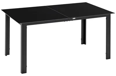 Productafbeelding van Tuintafel voor 6 personen, weerbestendig, gehard glas, terrastafel, 150 cm x 90 cm x 74 cm, zwart