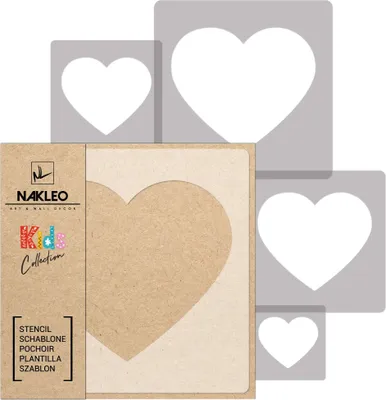 Produktbild von Schablonen Malen für Kinder, 5 Stück Set 9x9 cm bis 34x34 cm Herz Valentinstag Liebe, Wiederverwendbare Kunststoff für Kinderzimmer Malvorlage Raumdekoration
