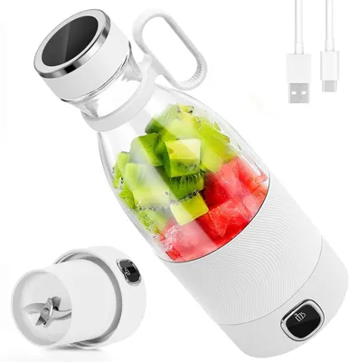 Tragbarer Mixer, 3000 mAh, 6 Klingen, USB-wiederaufladbar, hellweiß