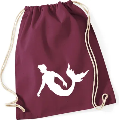 Produktbild von Huuraa Turnbeutel Meermann Silhouette 12 Liter Burgundy Baumwolle Rucksack Geschenkidee