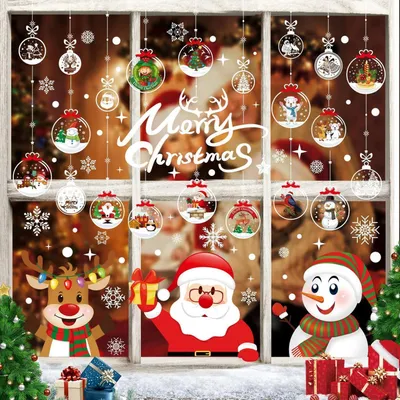 Image de Autocollants pour fenêtre, Noël, 10 feuilles, 288 pièces, PVC, adhésifs, pour décoration créative