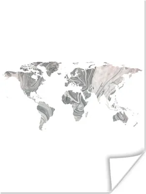 Produktbild von MuchoWow® Poster Weltkarte - Farbe - Marmor 90x120 cm - Wohnzimmer