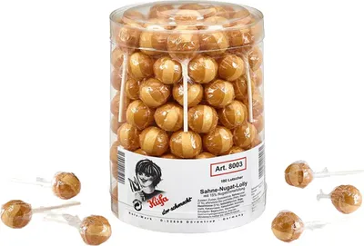 Produktbild von Küfa Sahne Nugat Lolly Lutscher mit Nugatcremefüllung 100 Stück 1700g