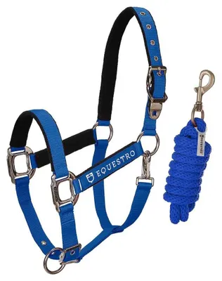 Zdjęcie produktu dla Equestro Shiny Fittings – kantarka i smycz, niebieska, w całości niebieska
